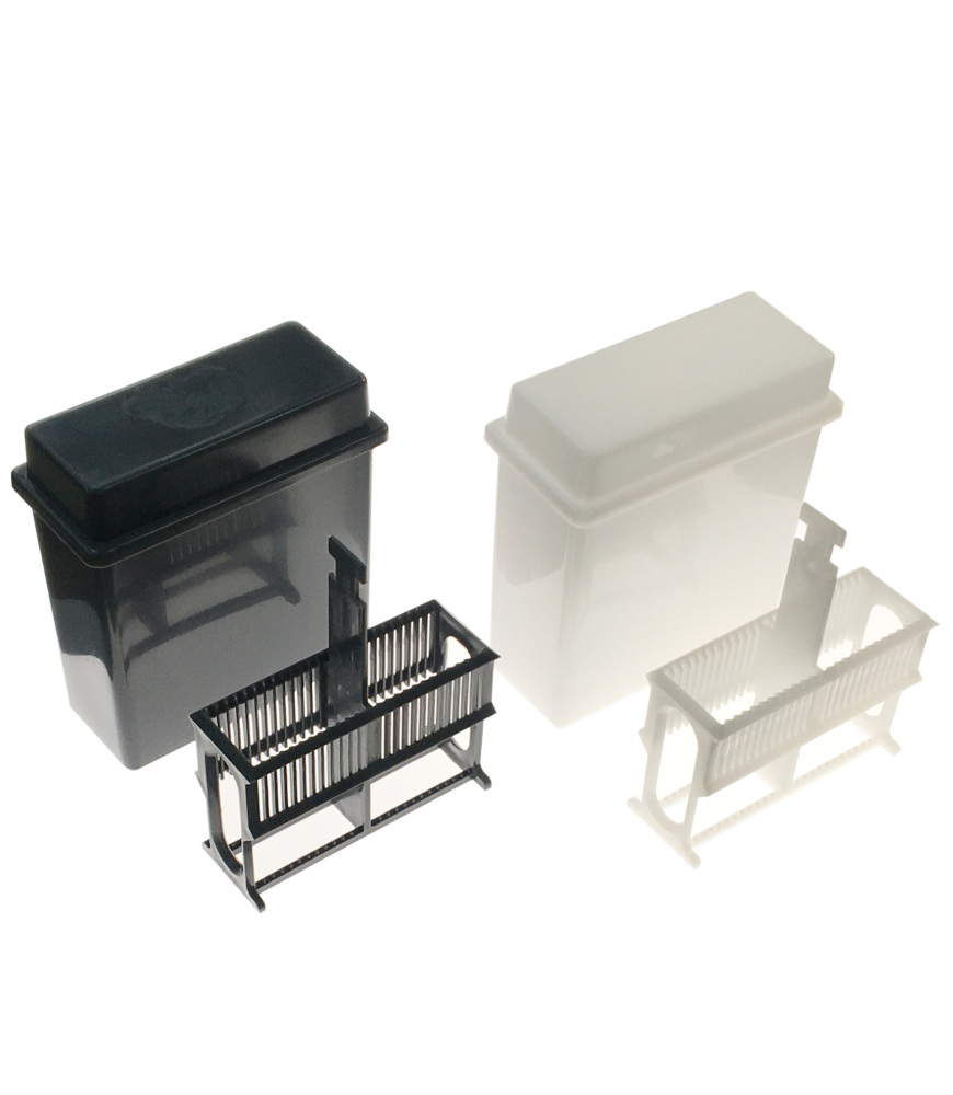 MUHWA 24 Places Microscope Slides Staining Rack and Jar, Gray/White