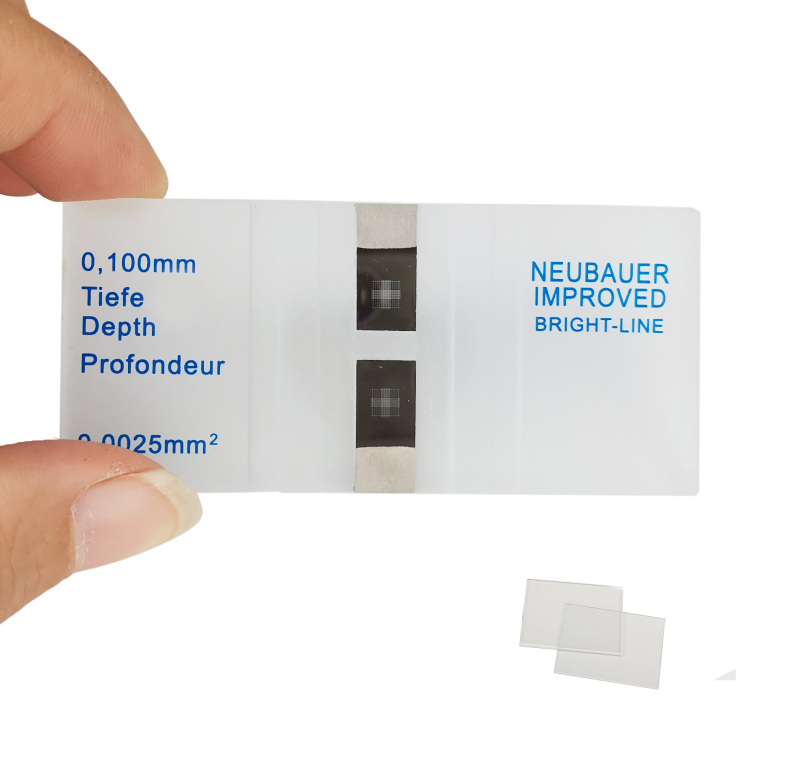 MUHWA Hemocytometer Neubauer Improved Blood Cell Counting Chamber with Bright Line with 2 pcs Coverslips