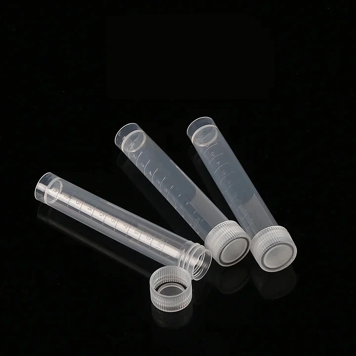 50pcs 10ml Lab Plastic Frozen Test Tubes Vial Seal Cap Container for Laboratory