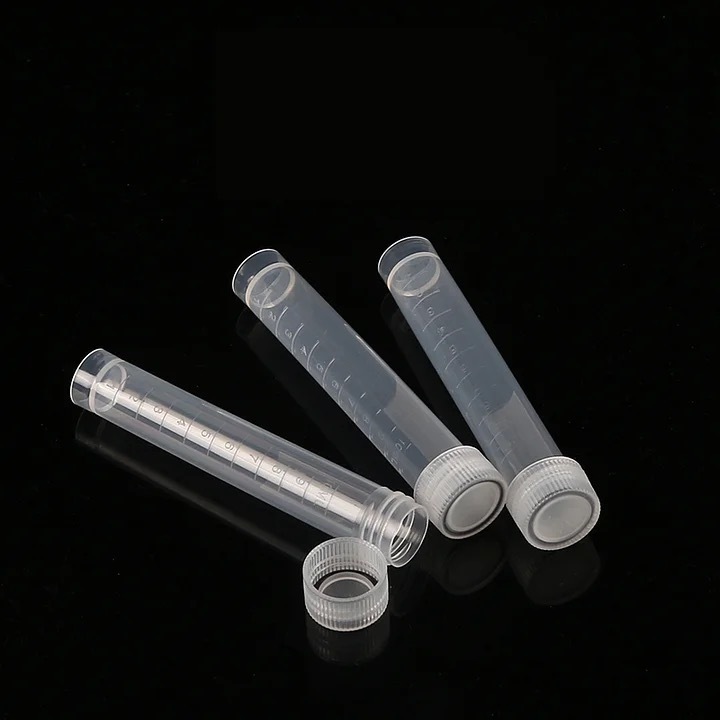 50pcs 10ml Lab Plastic Frozen Test Tubes Vial Seal Cap Container for Laboratory