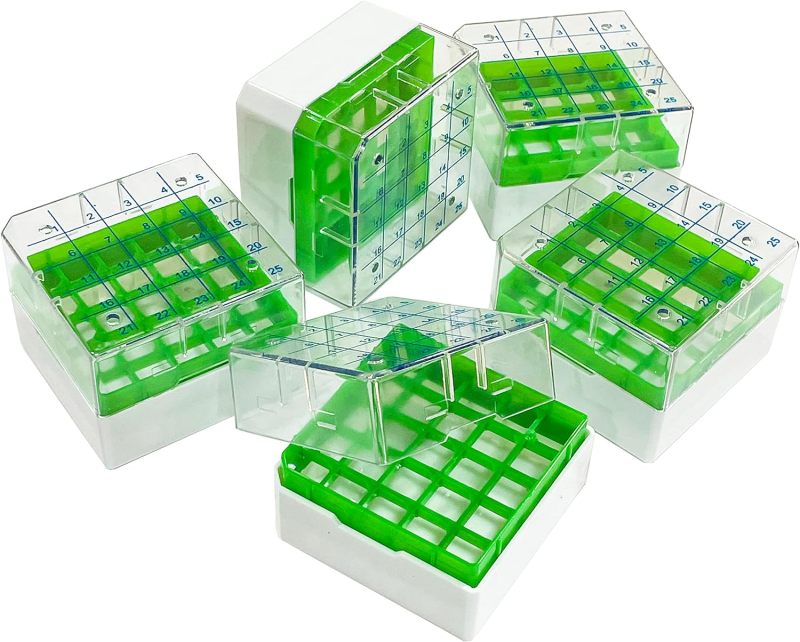 5 PCS Polycarbonate CryoBox Vial Rack, Freezer Storage, 5 x 5 Array, 25 Place Fit for 2ml Cryostorage Freezing Box, MH-805141