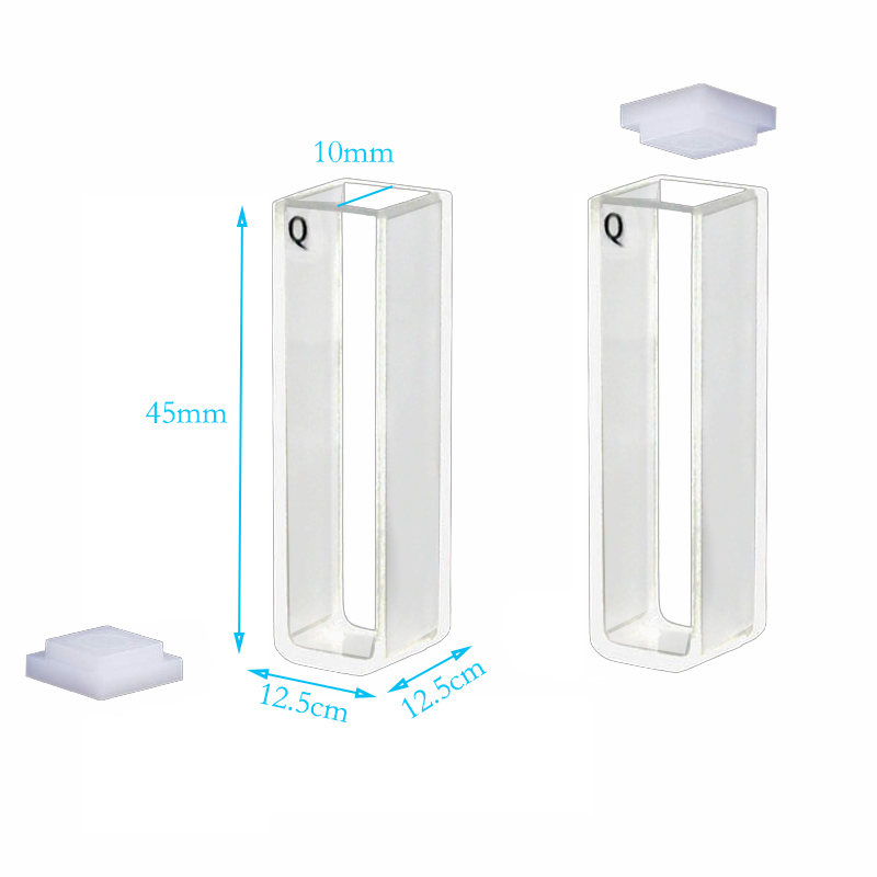 Quartz Cuvette, 2 pcs Standard 10mm 3.5ml Spectrometer Cell , ZY-80503
