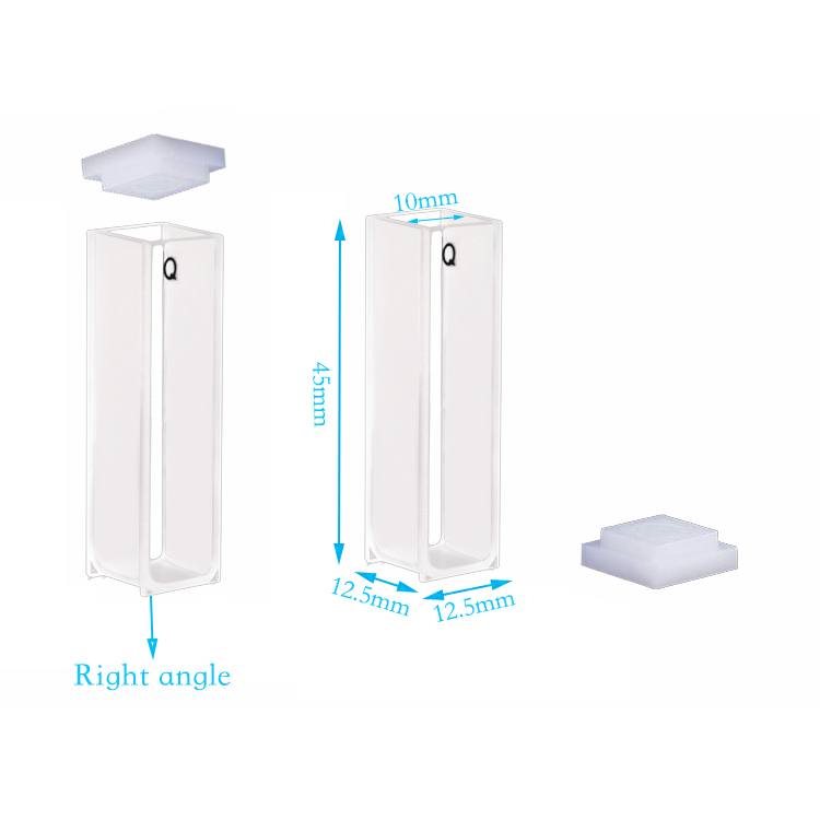 Quartz Cuvette, 2 pcs Standard 10mm 3.5ml Spectrometer Cell , ZY-80503