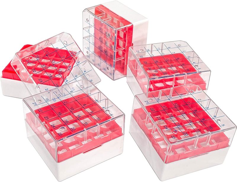 5 PCS Polycarbonate CryoBox Vial Rack, Freezer Storage, 5 x 5 Array, 25 Place Fit for 2ml Cryostorage Freezing Box, MH-805141