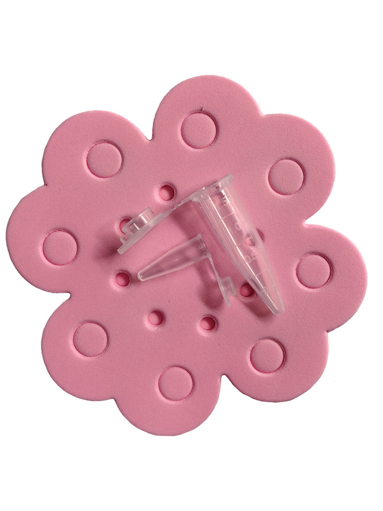 MUHWA Centrifuge Tube Float Rack, 16 Holes, Fits 0.2ml/1.5ml Tubes, 6 Pack, Pink