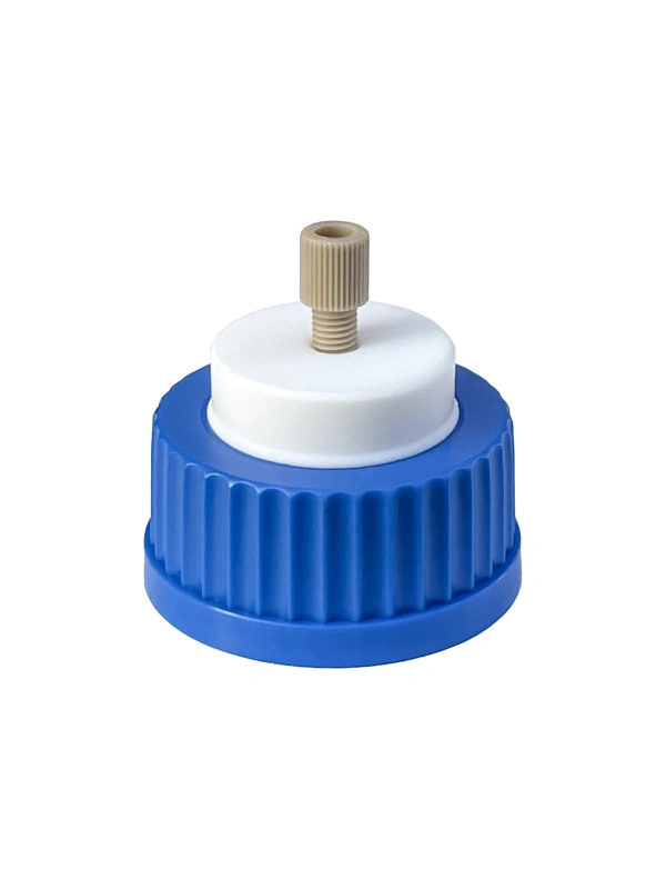 MUHWA Lab Safety 1/2/3/4-Port Cap with 1/4"-28 Thread Inserts Hole and PEEK Fitting, GL45 Filling Cap for 1/8" Inch OD Tubing