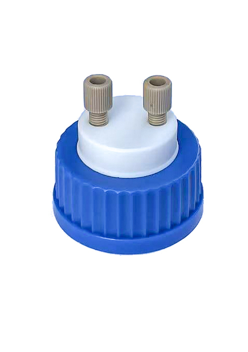 MUHWA Lab Safety 1/2/3/4-Port Cap with 1/4"-28 Thread Inserts Hole and PEEK Fitting, GL45 Filling Cap for 1/8" Inch OD Tubing