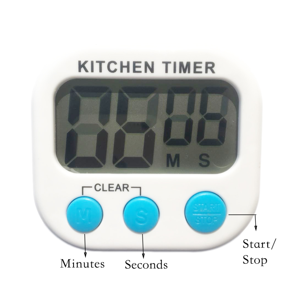 MUHWA Digital Timer, Big Digits, Loud Alarm, Magnetic Backing, Stand, Kitchen Timer, White
