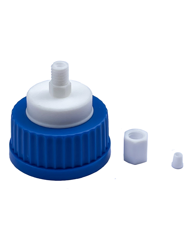 MUHWA GL45 Liquid Chromatography Waste Cap, HPLC Solvent Delivery Caps, PTFE Insert and Fitting