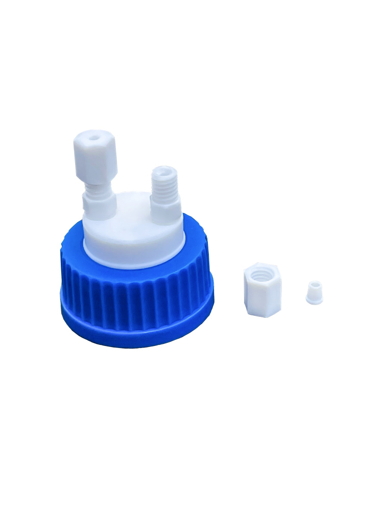 MUHWA GL45 Liquid Chromatography Waste Cap, HPLC Solvent Delivery Caps, PTFE Insert and Fitting