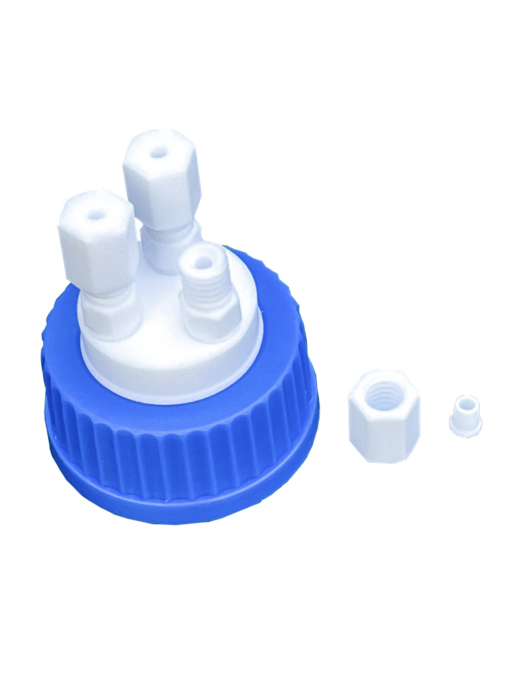 MUHWA GL45 Liquid Chromatography Waste Cap, HPLC Solvent Delivery Caps, PTFE Insert and Fitting