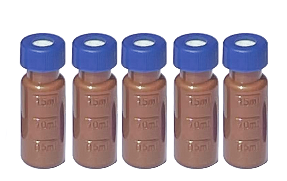 MUHWA Polypropylene Vial with Cap and PTFE/Silicone Septum, 12 x 32 mm Screw Neck, 100/pk