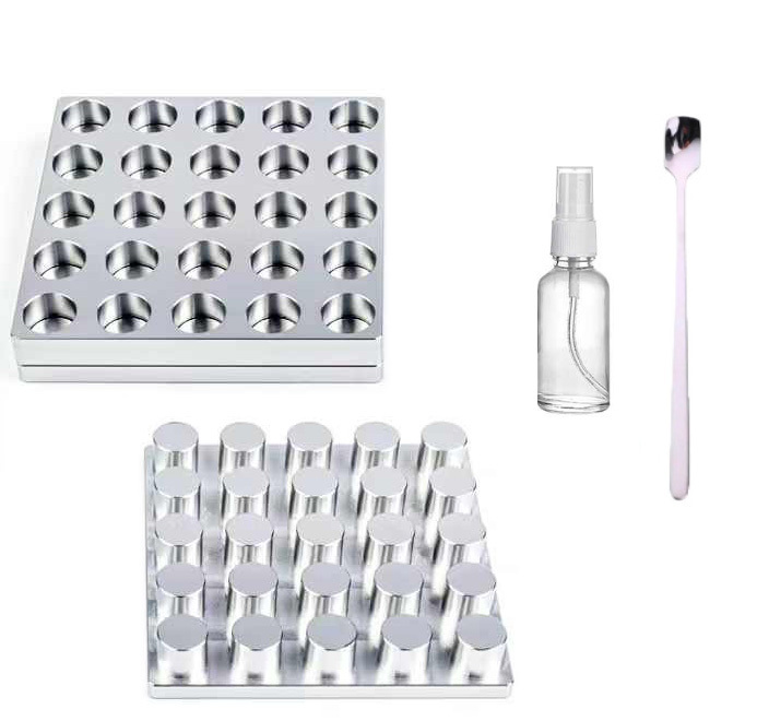 MUHWA 25 Holes Φ6/8/10/12mm Household Manual Pill Presser Molding Mould, Aluminum Alloy Medicine Powder Dies Press Tablet Making Tool