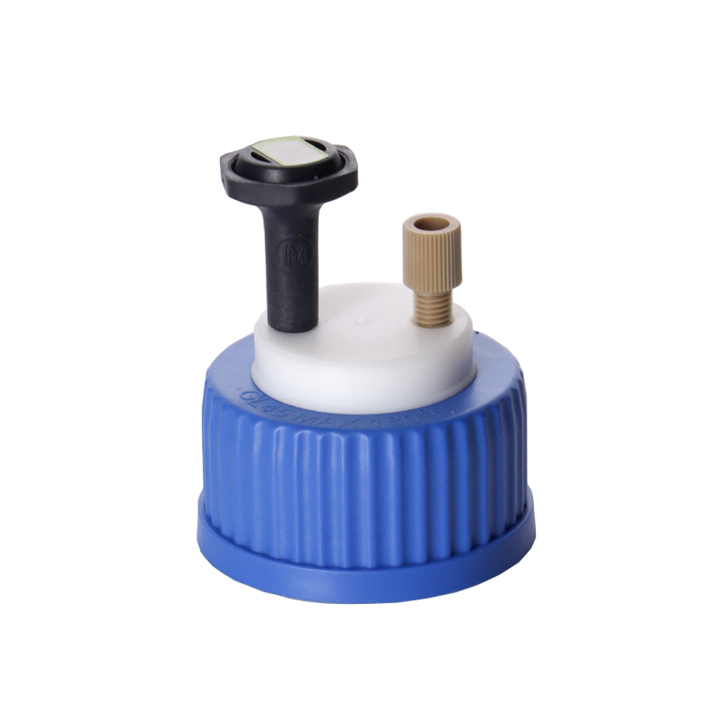 MUHWA Lab Safety 2-Port Cap with 1/4"-28 Thread Inserts Hole for 1/8" Inch OD Tubing, Including 1 Air Valves and PEEK Fitting
