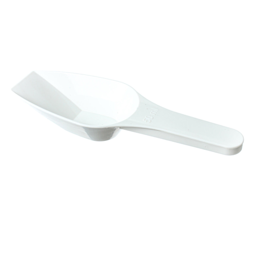 Measuring Scoop,Capacity 10ml/ 25ml/ 50ml/ 100ml/ 250ml, White Flat-Bottomed Weighing Spoon, PP