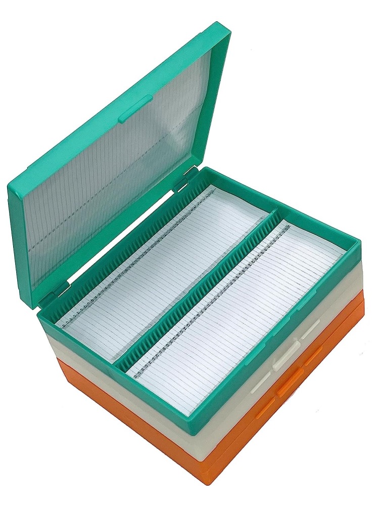 MUHWA 100-Place Plastic Microscope Slide Storage Box