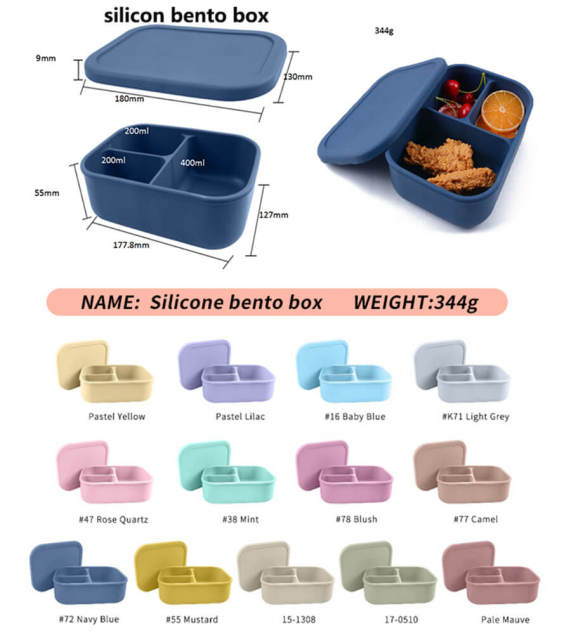 Leakproof 800ml Kids Silicone Bento Lunch Box