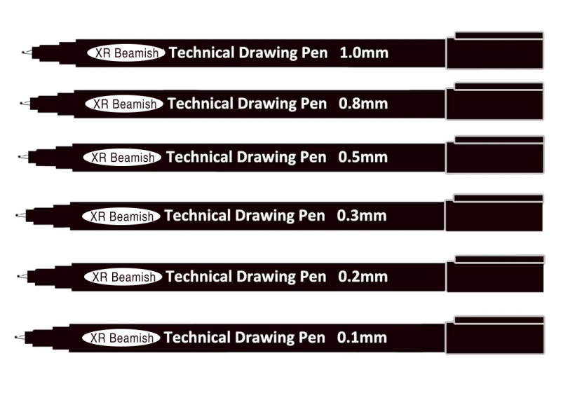 Black Pigment Ink PP Technical Drawing Pens for Sketching or Writing Waterproof