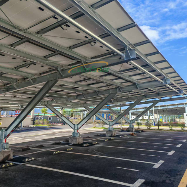 High Quality Carbon Steel Solar Carport Structure Solar Mounting System Bracket Structure Car Parking Lots