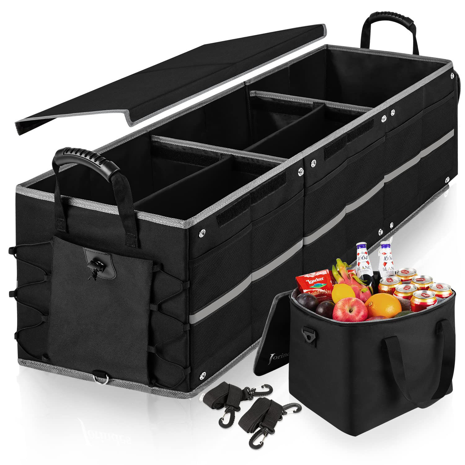 Trunk Organizer for Car with Insulated Leak proof Cooler Bag