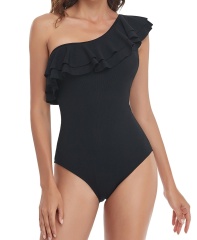 Solid color sexy ruffle swimsuit