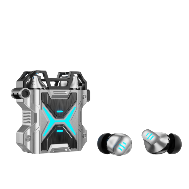 Gaming headset True Wireless Earbuds with Metal charging case and RGB dazzing lighting effects