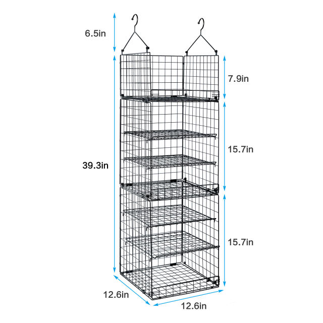 7Shelf Adjustable Hanging Closet Organizer Basket,