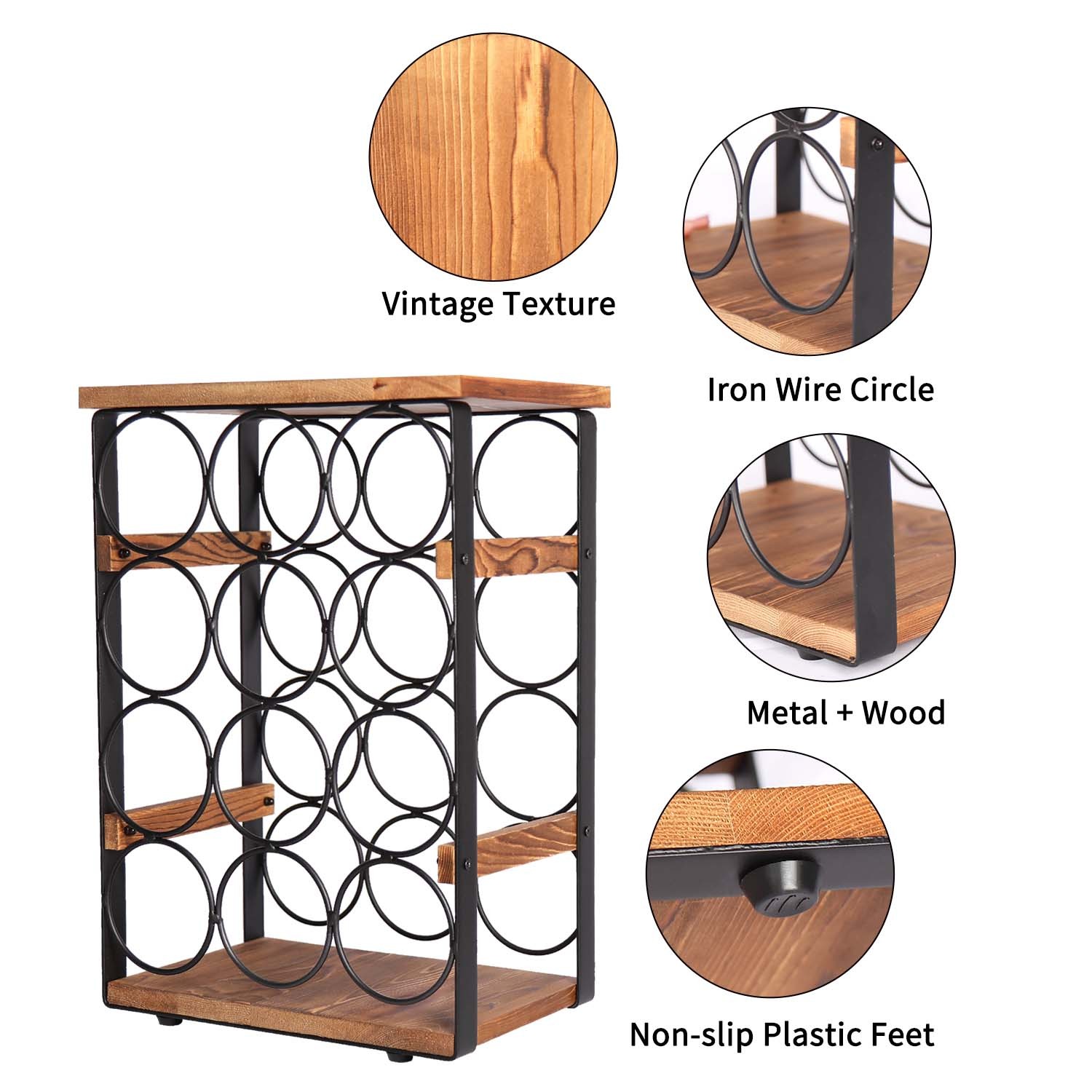 12 Bottles Countertop Wine Holder Rack Tabletop Wine Racks Countertop Wine Bottles Organizer