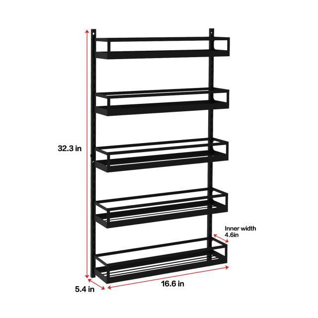 5 Tier Adjustable Hanging Spice Rack Wall Mounted