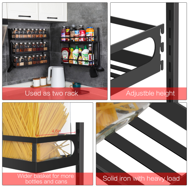 5 Tier Adjustable Hanging Spice Rack Wall Mounted