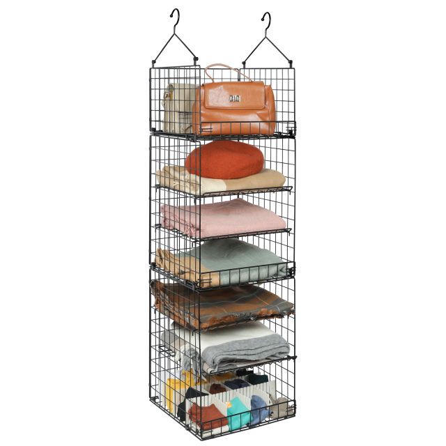 7Shelf Adjustable Hanging Closet Organizer Basket,