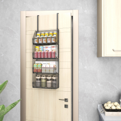 4 Tiers Hanging Spice Rack with Adjustable and Foldable Metal Wire Basket
