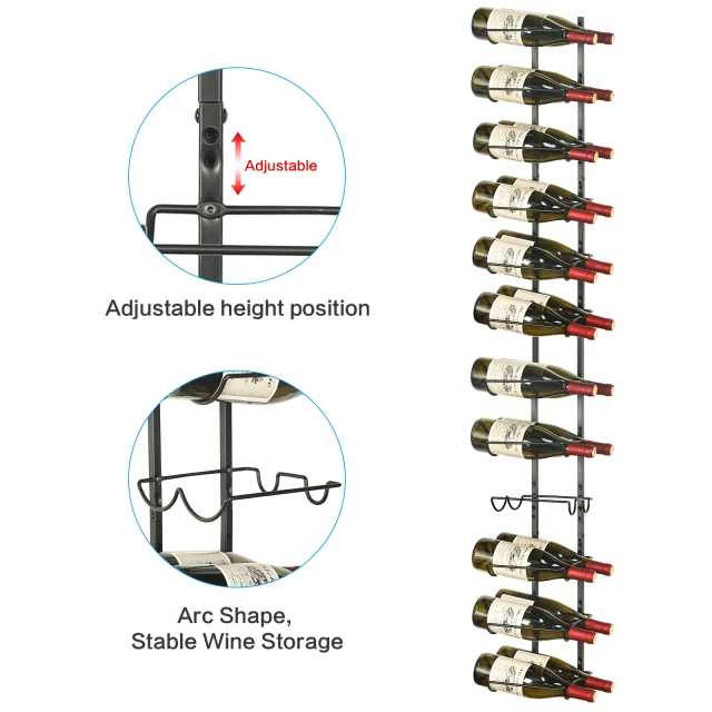 DIY 24 Bottles Wall Mounted Adjustable Wine Rack