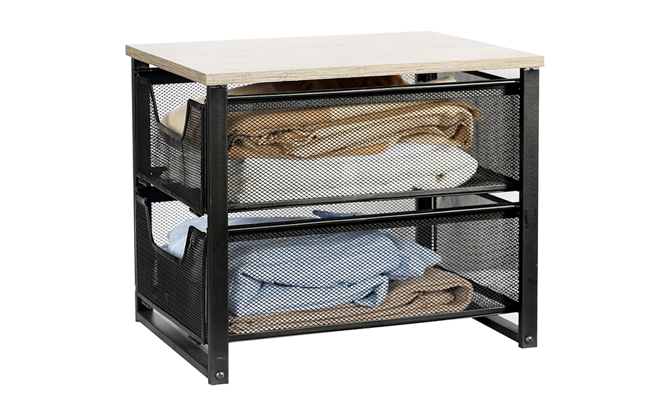 2-Tier Sliding Drawer Closet Organizers Basket Organizer