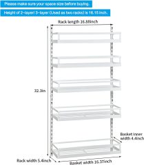 5 Tier Adjustable Hanging Spice Rack Wall Mounted White