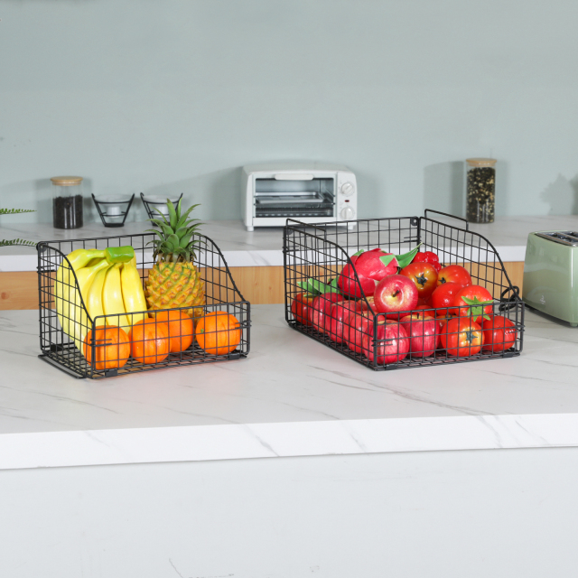 2 Tier Large Stackable Countertop Wire Baskets