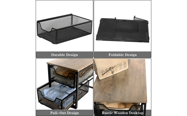 2-Tier Sliding Drawer Closet Organizers Basket Organizer