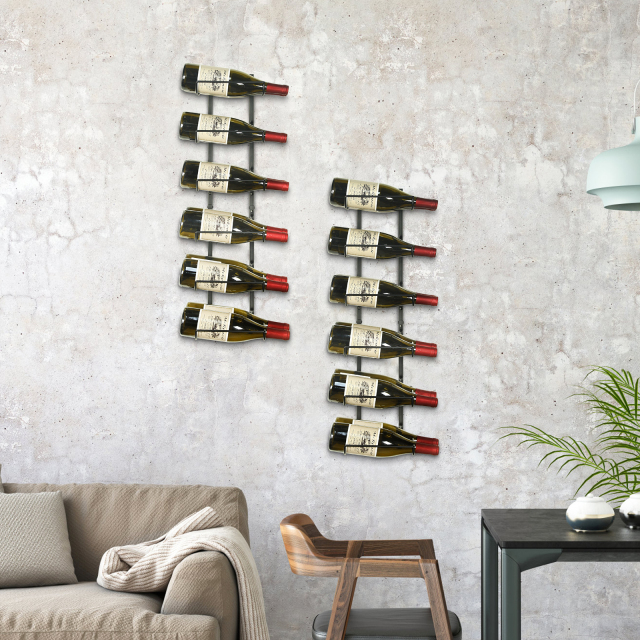 DIY 24 Bottles Wall Mounted Adjustable Wine Rack