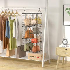 Hanging Handbag Purse Organizer for Closet with 5 Adjustable Shelves