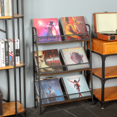 3-Tier Vinyl Record Storage Holder Solid R-shaped Records Rack