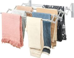 Wall Mounted Clothes Aluminium Alloys Retractable Laundry Drying Rack