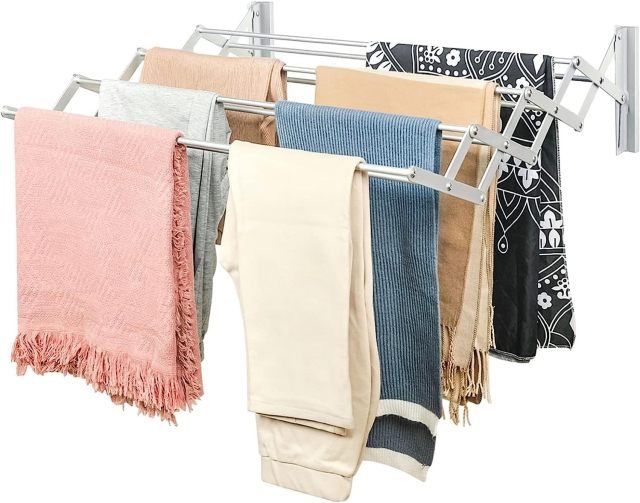 Wall Mounted Clothes Aluminium Alloys Retractable Laundry Drying Rack