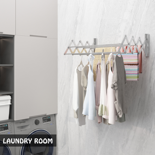 Wall Mounted Clothes Aluminium Alloys Retractable Laundry Drying Rack