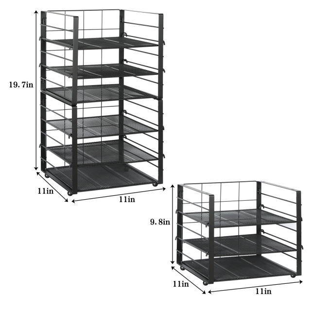 3-Tier Adjustable Stackable Multifunctional Kitchen Wrap Organizer Rack  for Kitchen Cabinet Pantry