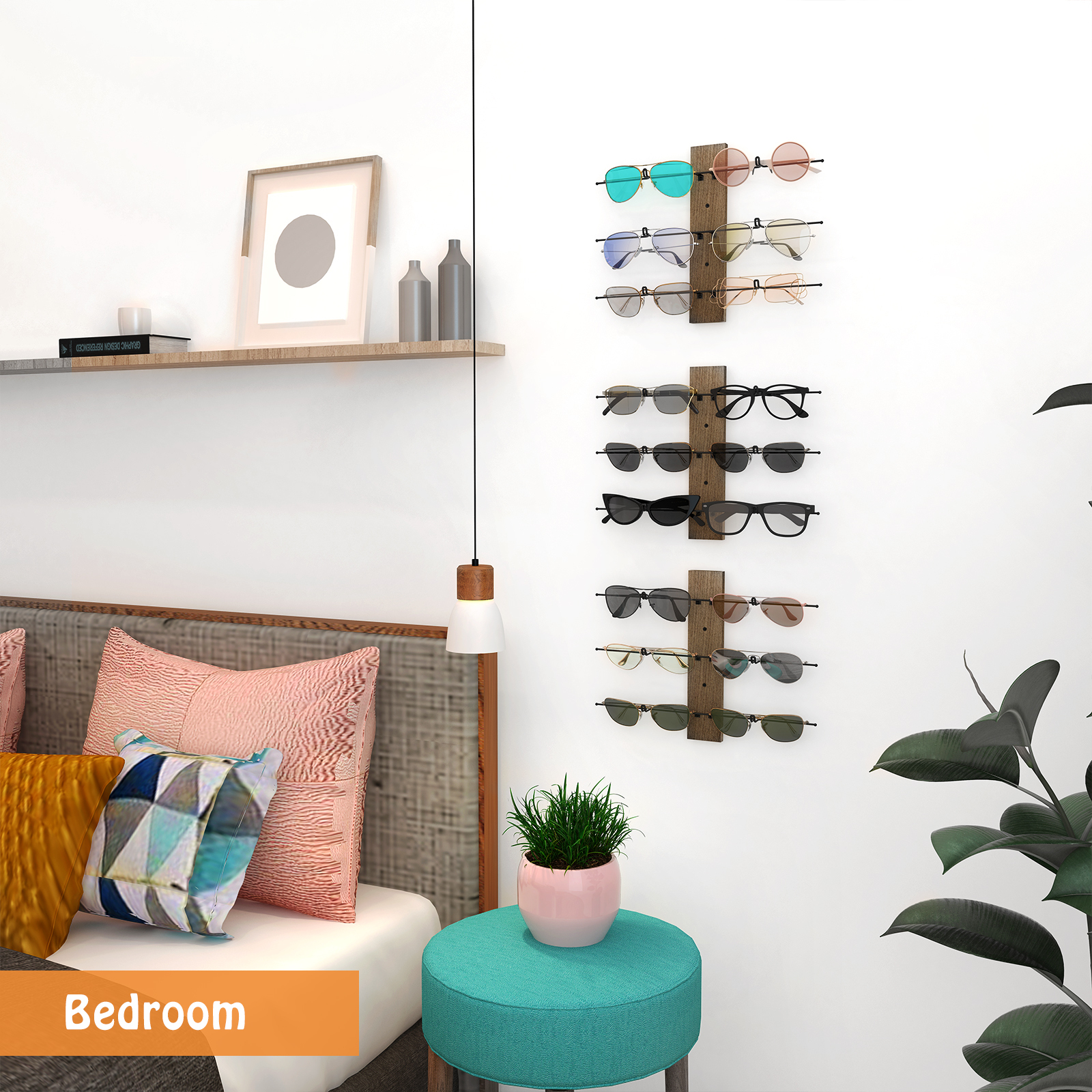 Set of 3 Wall Mounted Sunglasses Storage Organizer