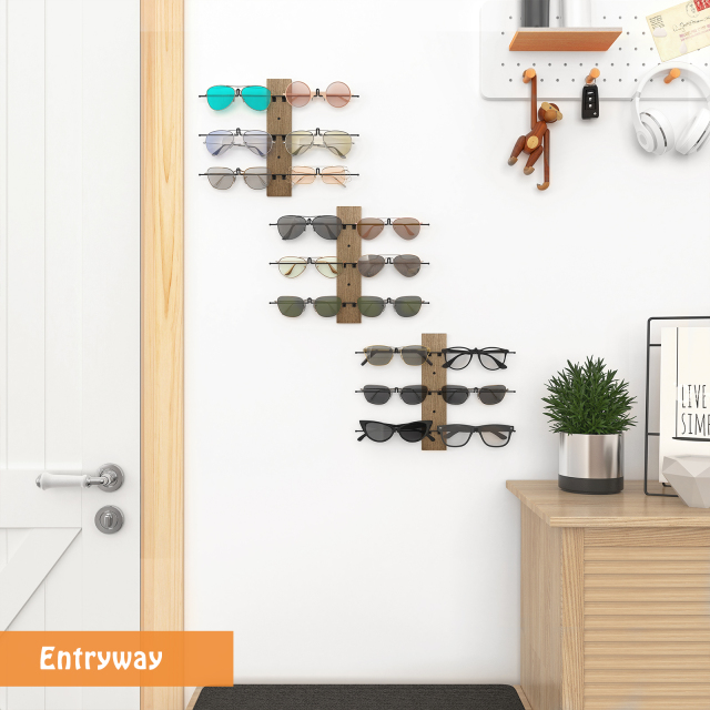 Set of 3 Wall Mounted Sunglasses Storage Organizer