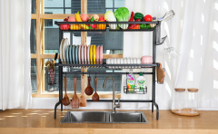 2-Tier Dish Drainers Storage for Kitchen Counter with Utensil Holder, Cup Holder