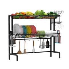 2-Tier Dish Drainers Storage for Kitchen Counter with Utensil Holder, Cup Holder