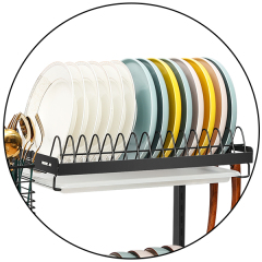 Over The Sink Dish Drying Rack with 5 Utility Hooks Adjustable feet