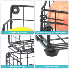 Hatahardware wholesale basket iron wire kitchen vegetable basket storage bin for food fruit sundries metal wire fruit basket with banana hanger